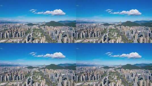 浙江温州新城城市大景航拍延时8K高清在线视频素材下载