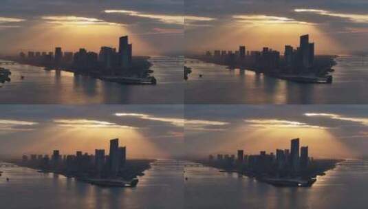 中国广东省广州市南沙区明珠湾高清在线视频素材下载