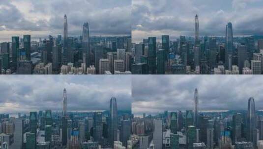 深圳福田城市天际线光影变化航拍延时高清在线视频素材下载