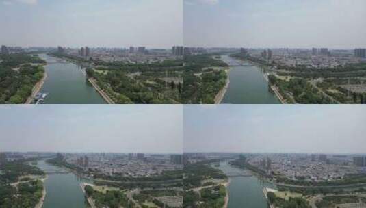航拍河南漯河沙澧河风景区高清在线视频素材下载