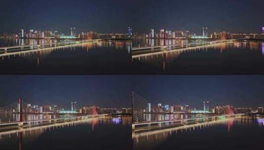 2024杭州奥体中心夜景航拍高清在线视频素材下载