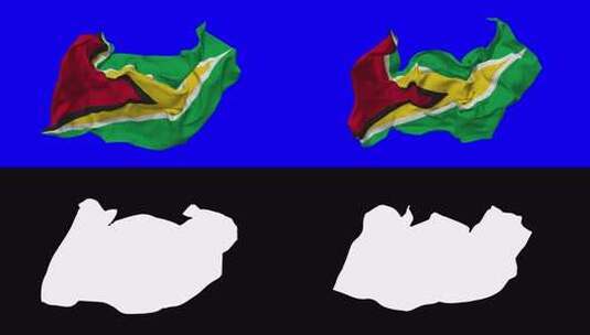 圭亚那国旗无缝循环随风飘扬，循环凹凸纹理高清在线视频素材下载