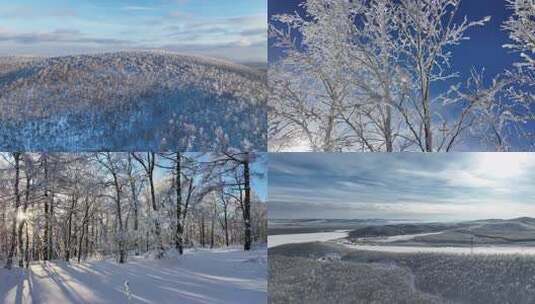 林海雪原森林雾凇美景合集高清在线视频素材下载