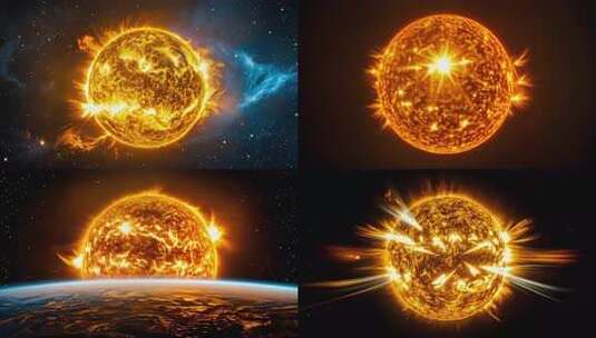 光芒四射的太阳3D渲染效果高清在线视频素材下载