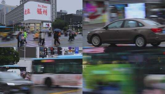 城市街道人流车流慢门王家卫快节奏生活高清在线视频素材下载