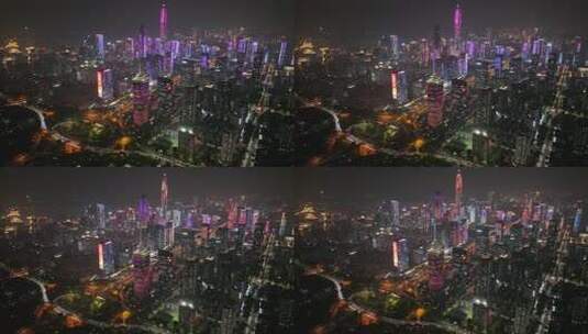 深圳城市夜景航拍高清在线视频素材下载