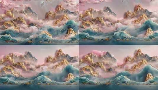 国风山水3D渲染背景高清在线视频素材下载