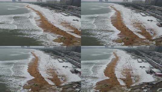 威海国际海水浴场航拍高清在线视频素材下载