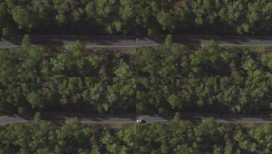 航拍汽车行驶在山路高清在线视频素材下载