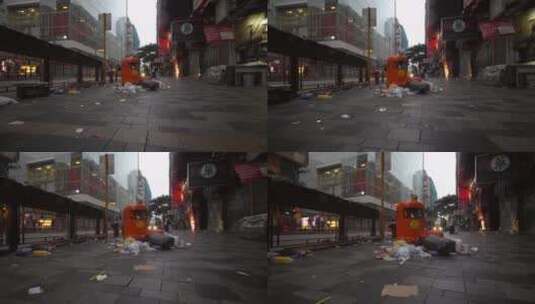 香港市区满溢的垃圾桶高清在线视频素材下载