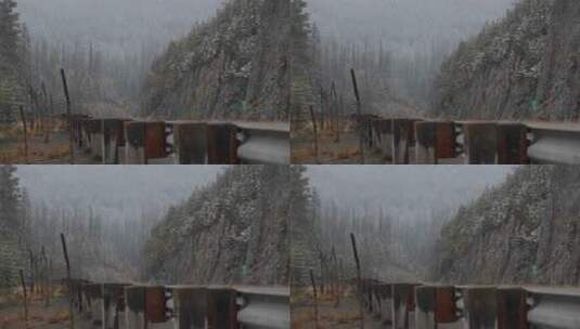 在路边拍摄雪景高清在线视频素材下载