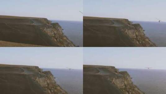 航拍悬崖下的大海高清在线视频素材下载