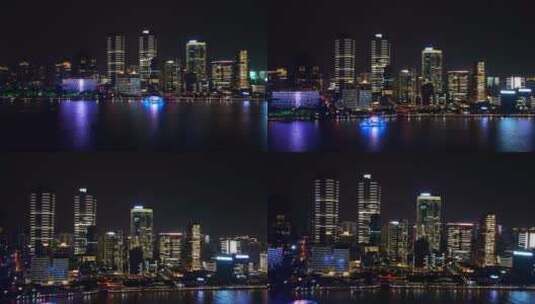 北外滩杨浦滨江夜景航拍高清在线视频素材下载