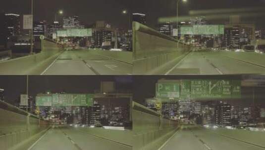 日本夜晚灯光高架桥车流楼房高清在线视频素材下载