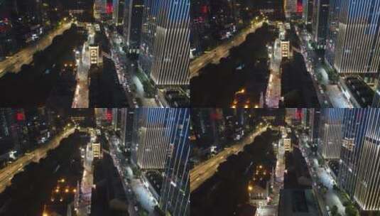 航拍武汉楚河汉街夜景灯光高清在线视频素材下载