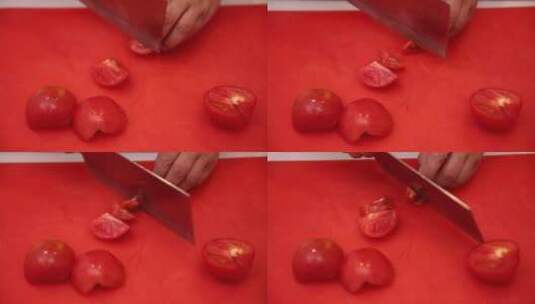厨师切西红柿高清在线视频素材下载