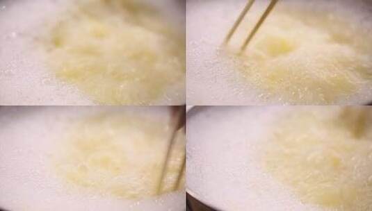 煮沸的玉米面粥熬粥高清在线视频素材下载