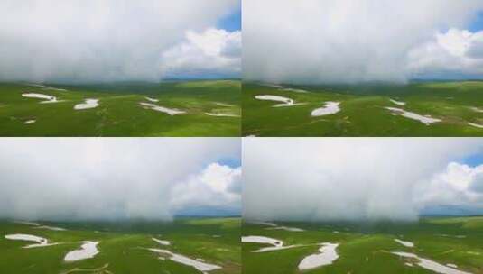 航拍山脉和云雾的景色高清在线视频素材下载