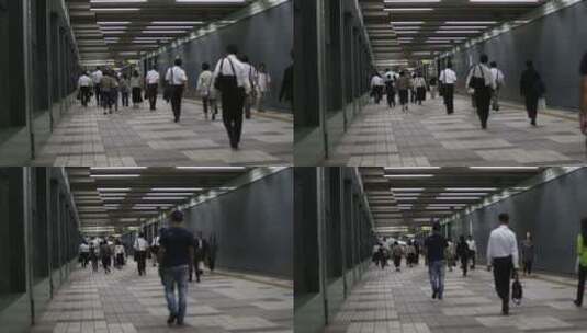 东京地铁站来来往往的乘客高清在线视频素材下载