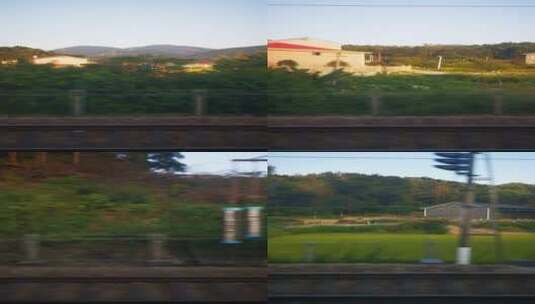 实拍旅途火车窗外风景高清在线视频素材下载