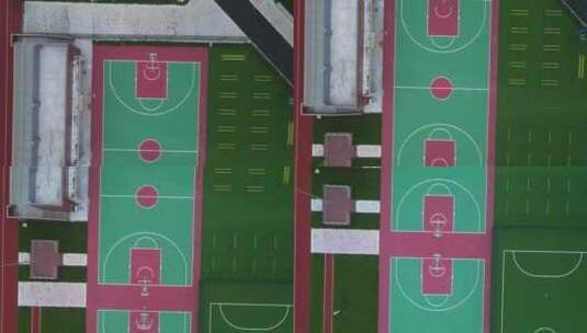 学校操场篮球场足球场4K航拍高清在线视频素材下载