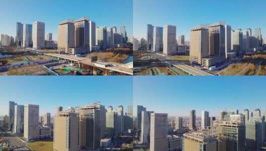 天津滨海新区于家堡商业区航拍高清在线视频素材下载