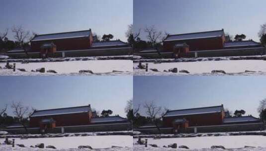 落雪积雪古建筑下雪雪景圆明园屋顶瓦片 ~高清在线视频素材下载