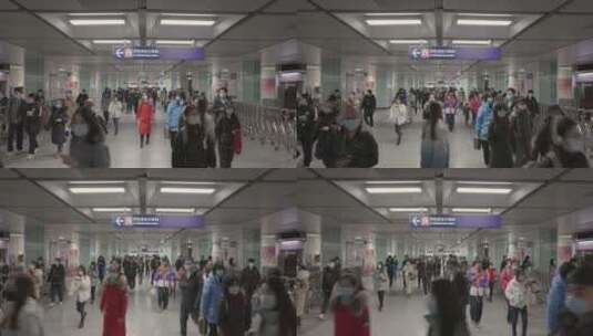 8k实拍北京地铁车站迎面走来的人流高清在线视频素材下载
