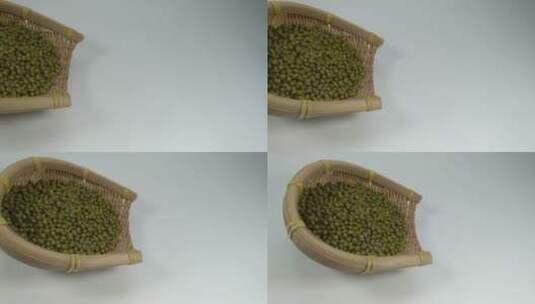 白底滑轨绿豆豆子健康食材高清在线视频素材下载