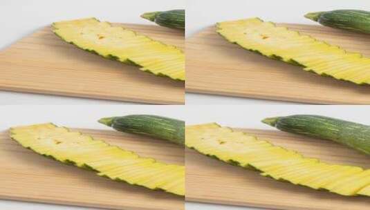 白背景新鲜切开的仔南瓜食材4k滑轨平移高清在线视频素材下载