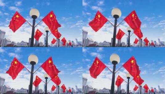 上海市外景红旗高清在线视频素材下载