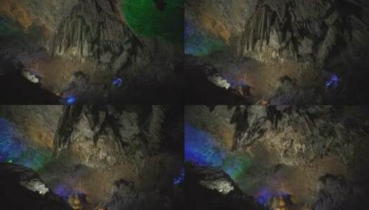 喀斯特地貌充水溶洞内水面稳定器拍摄高清在线视频素材下载