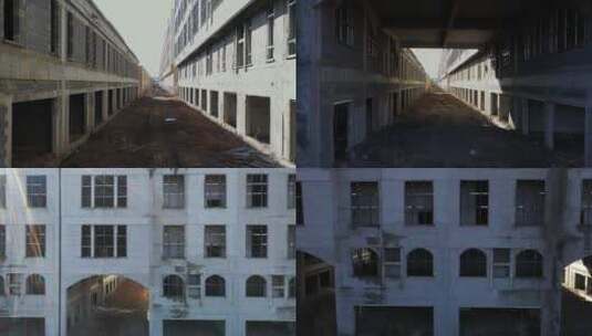 航拍废弃建筑高清在线视频素材下载