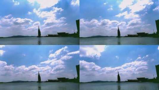 安徽省蚌埠市城市地标白云延时空境高清在线视频素材下载