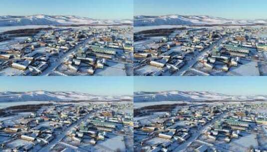 全国唯一俄罗斯族民族乡：恩和的乡村雪景高清在线视频素材下载