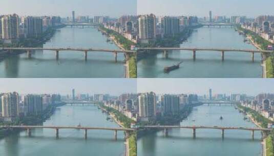 湖南衡阳湘江城市风光航拍延时高清在线视频素材下载