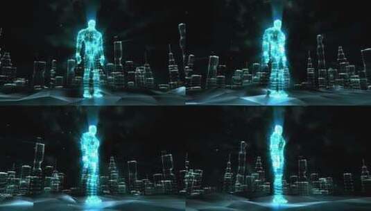 科技感点矩阵机器人旋转大屏科幻节目背景高清在线视频素材下载