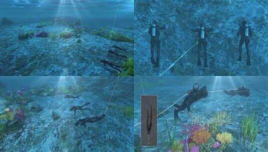 海底 潜水人 海底世界 海底潜水 海底珊瑚高清在线视频素材下载