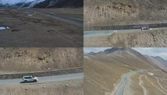西藏318国道行车跟车航拍素材1高清在线视频素材下载