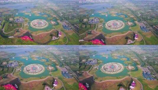 安徽蚌埠湖上升明月古民居夏日航拍4k高清在线视频素材下载