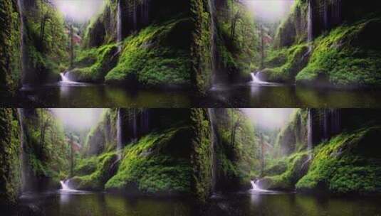 瀑布河流小溪森林自然风景水资源高清在线视频素材下载