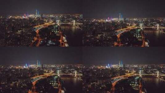 南浦大桥夜景航拍高清在线视频素材下载