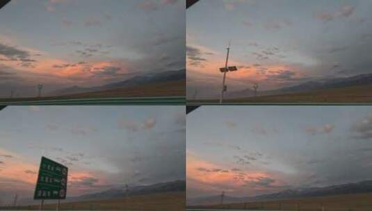 新疆夕阳下行车景高清素材高清在线视频素材下载