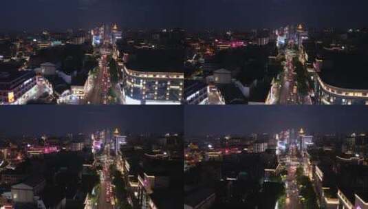 杭州城市航拍空镜-延安路夜景高清在线视频素材下载
