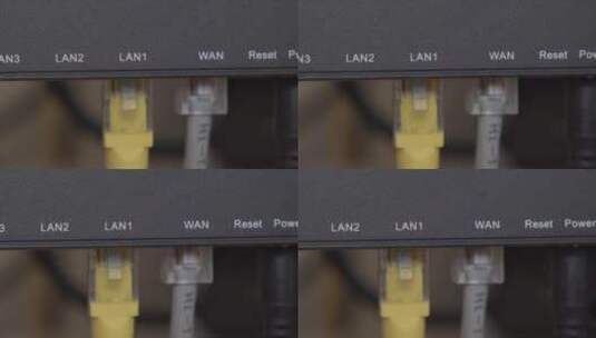 互联网电缆管理-无线路由器或交换机背面高清在线视频素材下载