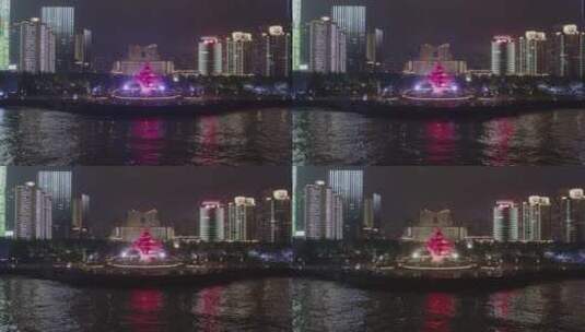 青岛城市灯光秀空镜高清在线视频素材下载