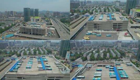 长沙西中心交通枢纽立体交通停车场高清在线视频素材下载