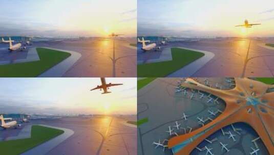 4K 飞机飞过北京大兴国际机场高清在线视频素材下载