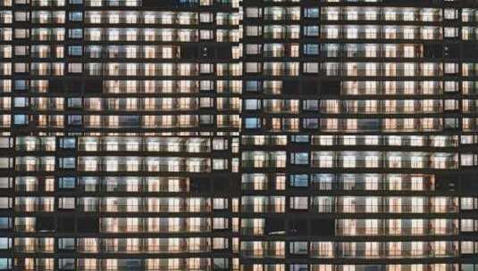 高层建筑住宅小区亮灯验收夜景航拍高清在线视频素材下载