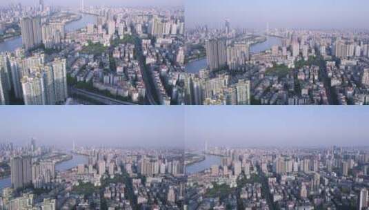 广州城市道路交通车流航拍景观高清在线视频素材下载